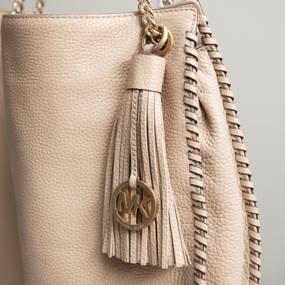 Michael Kors Whipped Chelsea Large Shoulder Bag Boho Chic Purse Whipstitch Chain - Picture 3 of 6